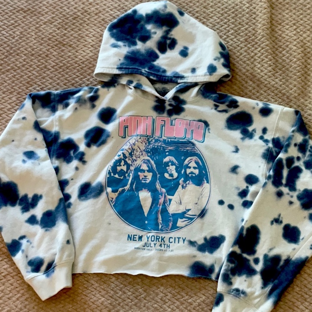 Tie-Dye Pink Floyd Cropped Hoodie